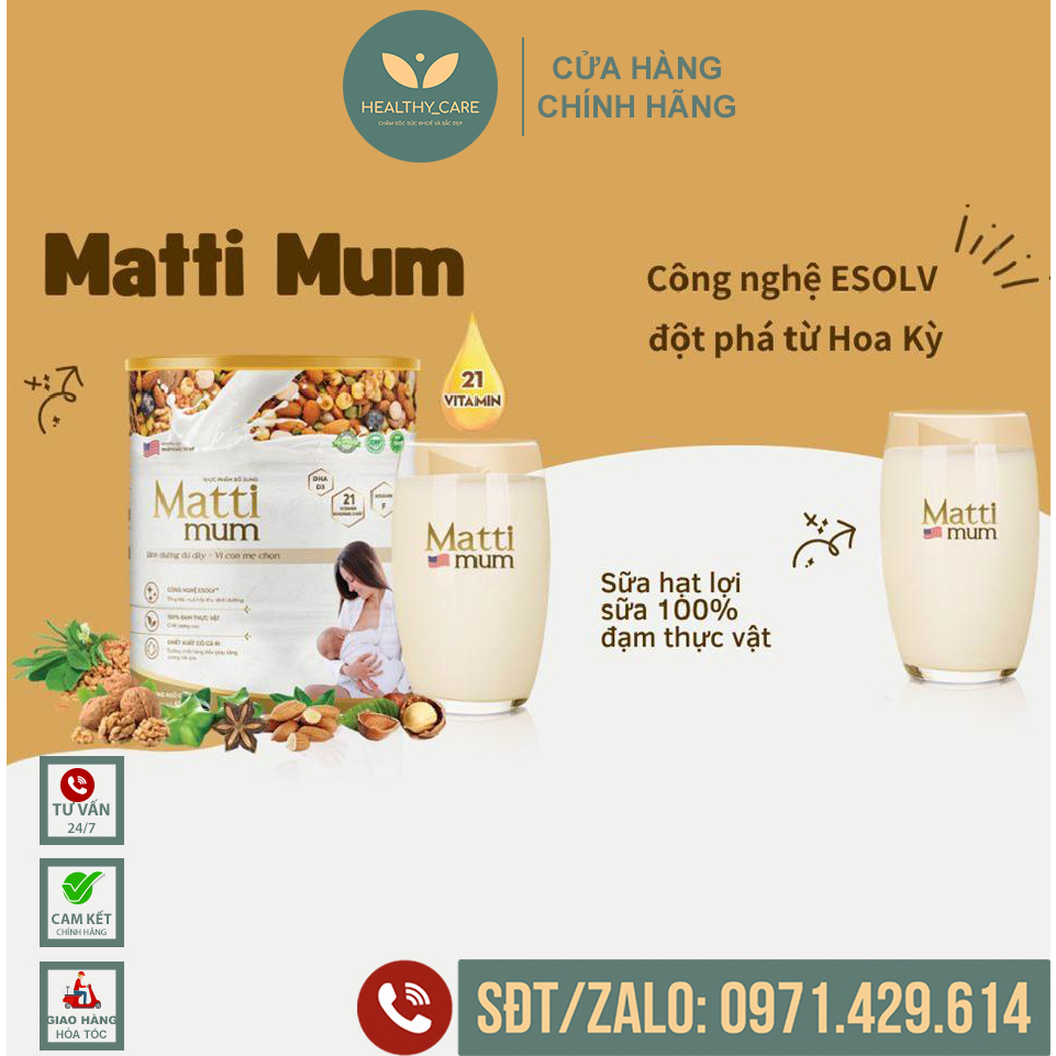 Sữa Hạt Lợi Sữa Matti Mum - 100% Đạm Thực Vật Cho Mẹ Sau Sinh - Hộp 650g