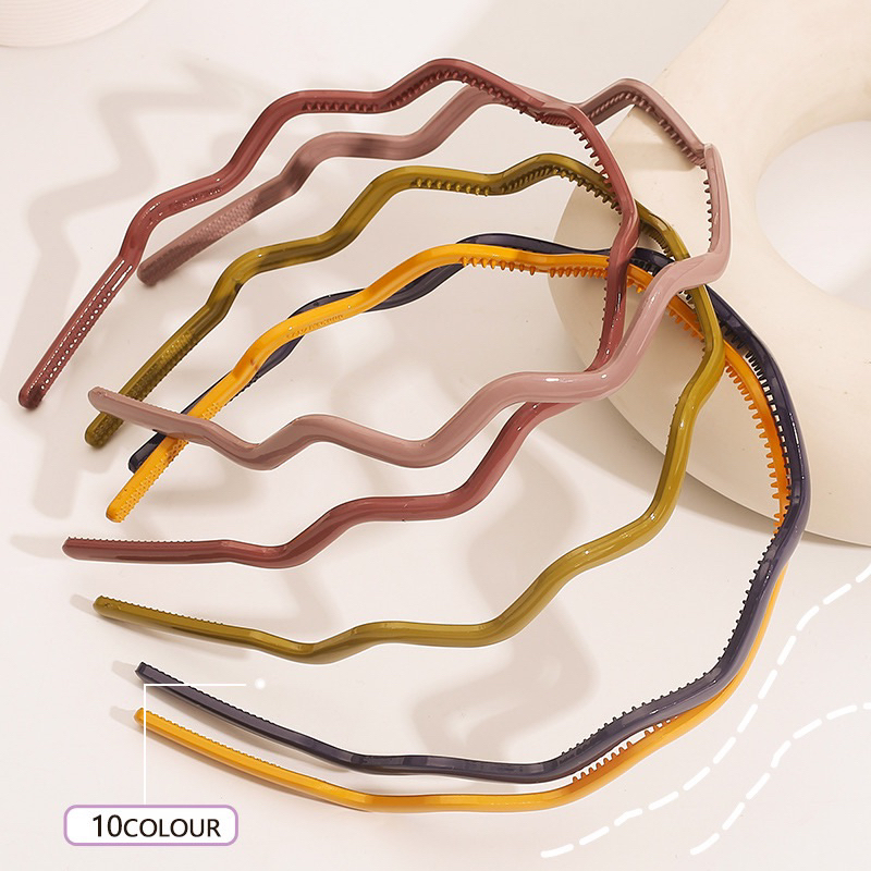 Bờm cài tóc kiểu sóng màu trơn KT 0.8cm