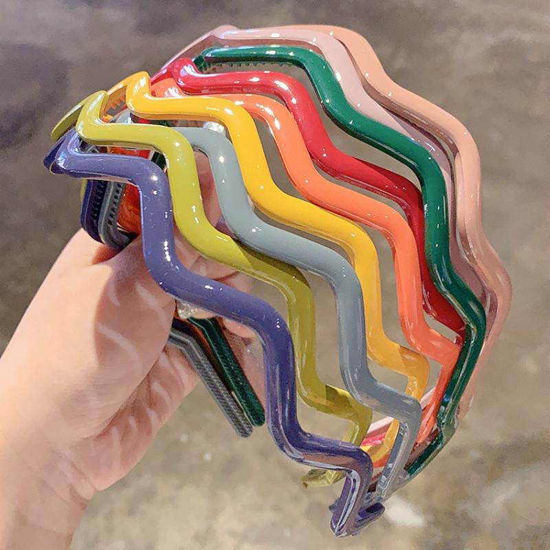 Bờm cài tóc kiểu sóng màu trơn KT 0.8cm