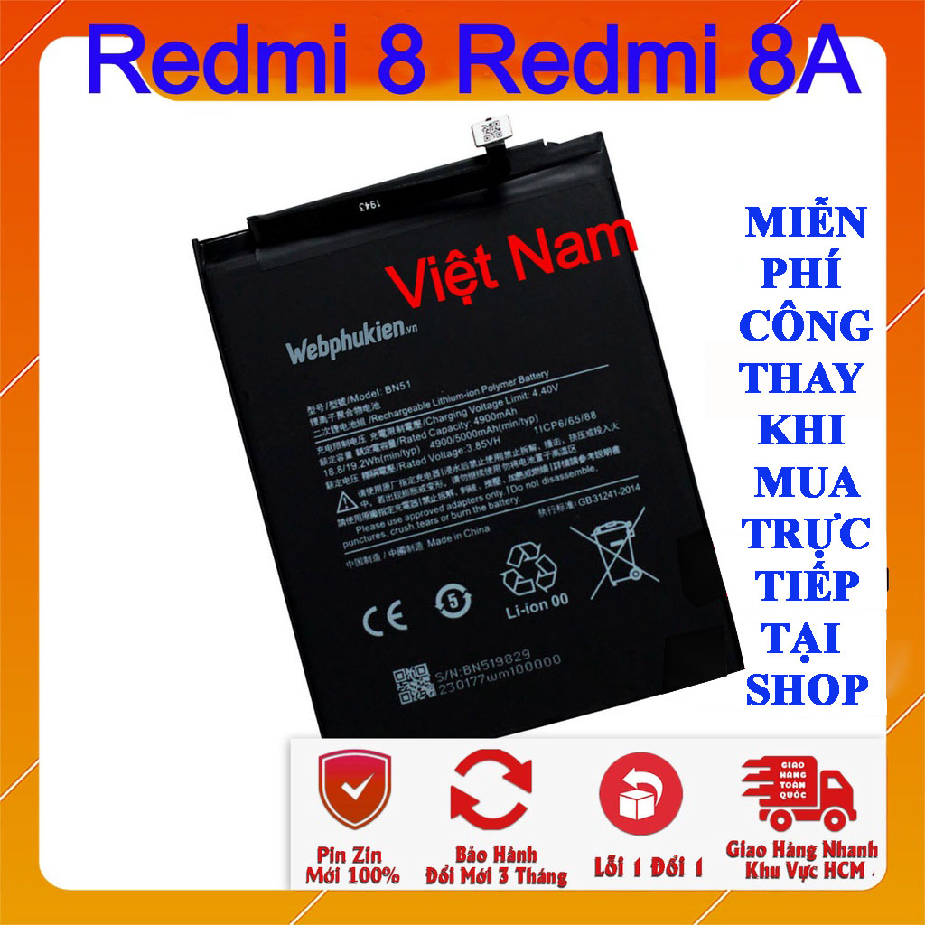 Pin zin cho Xiaomi Redmi 8, Redmi 8A BN51 - 5000mAh