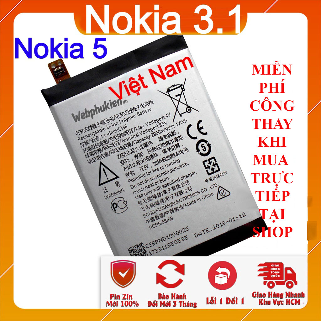 Pin Scud cho Nokia 3.1, Nokia 5 HE336 - 2900mAh