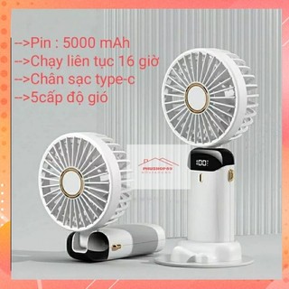 Quạt mini cầm tay, quạt tích điện, pin 5000mAh, 5 cấp độ gió