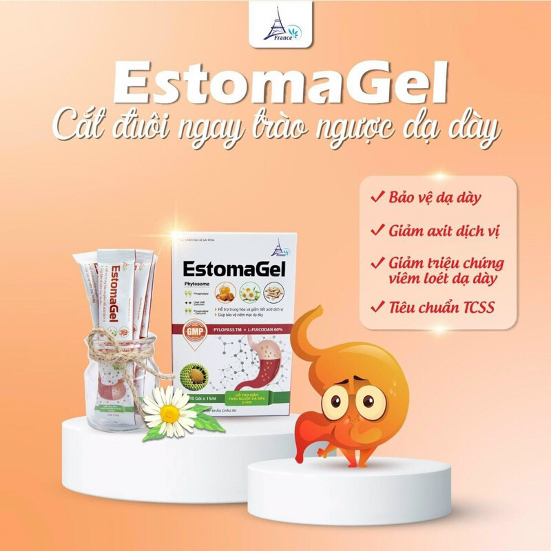 dung dịch estomagel (pylopassTM,lactobacillus, nhôm, magie,mật ong,l-fucoidan,piperine,curcumin,lá lược vàng,nam khổ sâm