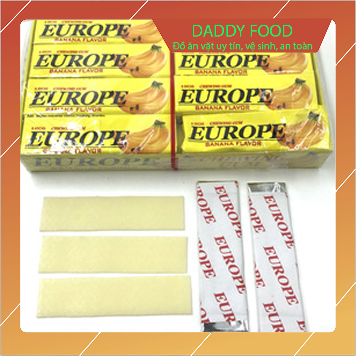 Kẹo cao su europe hàng nhập khẩu xịn, 1 vỉ 20 cái 260g mix đủ vị đào cam cafe dâu tây chuối