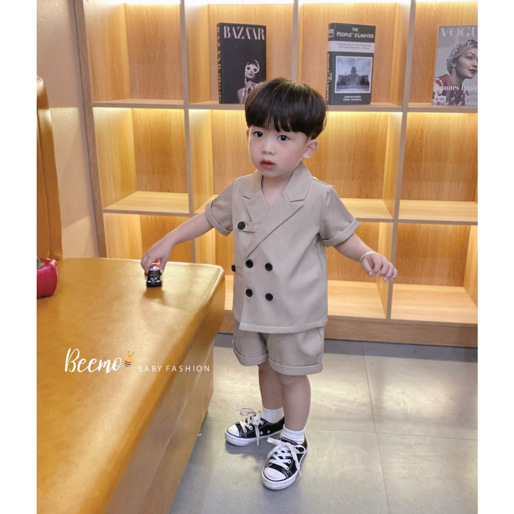 Bộ quần áo vest bé trai BEEMO B038 chất liệu vải chéo Hàn Quốc cao cấp - PAPALEMON