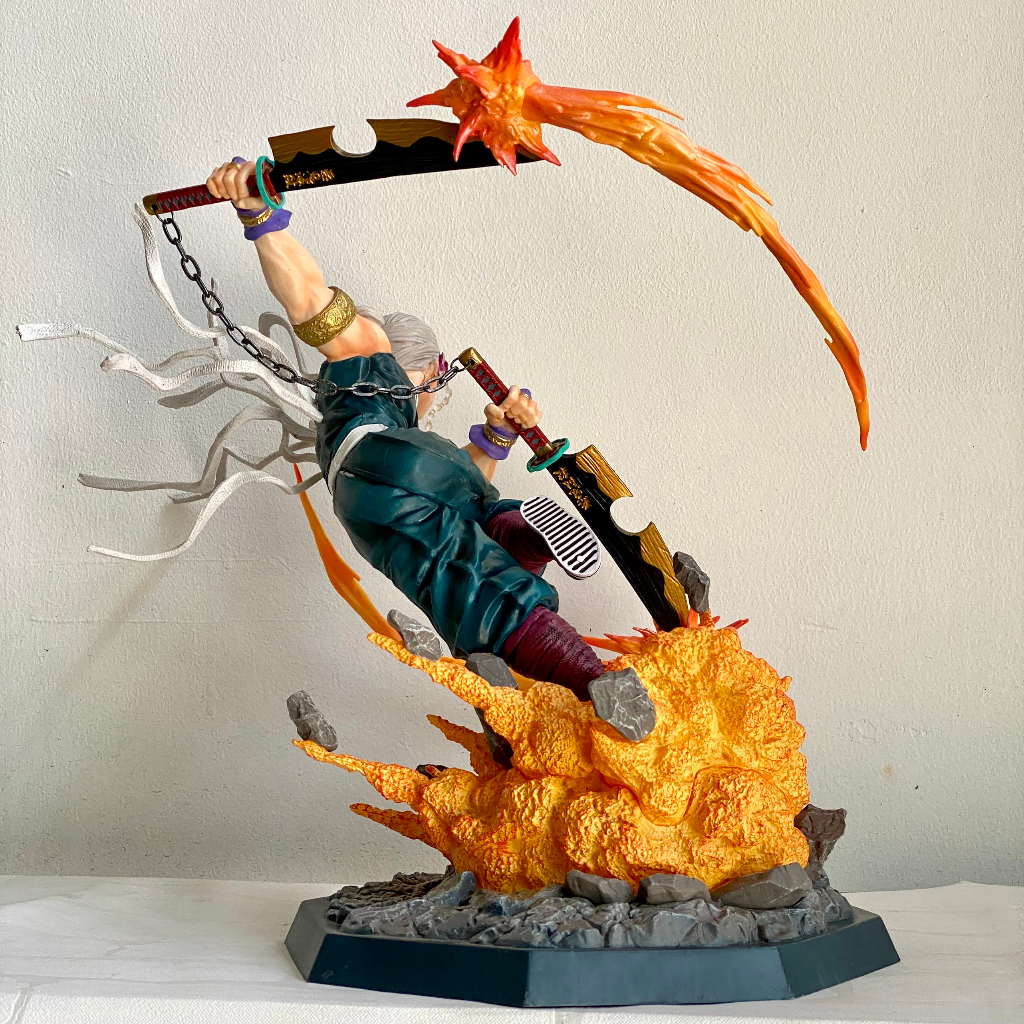 Mô hình Âm trụ Uzui tengen cao 35Cm - mô hình âm trụ tengen cực nét có LED - Kimetsu no yaiba Tengen