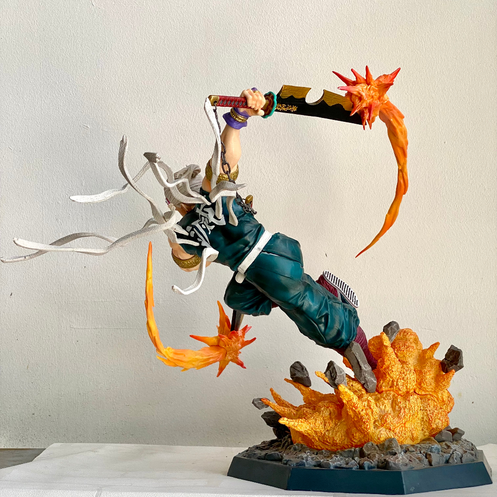 Mô hình Âm trụ Uzui tengen cao 35Cm - mô hình âm trụ tengen cực nét có LED - Kimetsu no yaiba Tengen