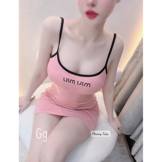 ĐẦM BODY HAI DÂY IN CHỮ MIUMIU DÁNG NGẮN SEXY