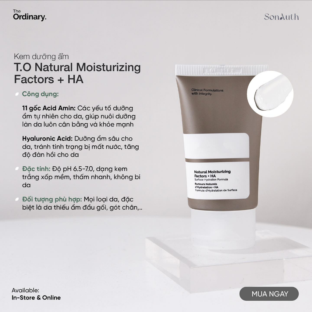 Kem dưỡng The Ordinary Natural Moisturizing Factors + HA
