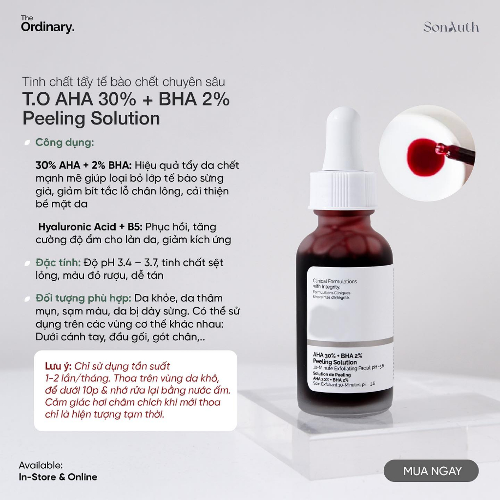 Tẩy da chết hoá học The Ordinary AHA 30% + BHA 2% Peeling Solution 30ml