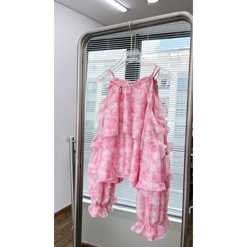 Áo yếm bèo form rộng điểm nhấn khoét vai cột nơ phía sau xinh xắn Lami Top  - Sibling House