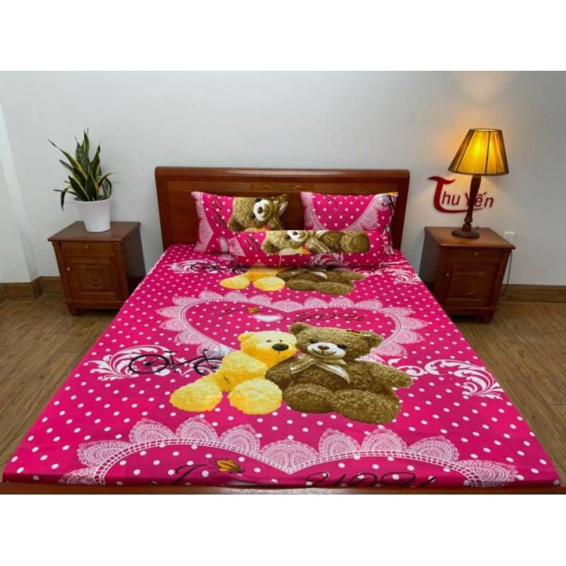 Bộ ga thun lạnh Cao Cấp - 4 MÓN - in Hàn Quốc dành cho bé yêu