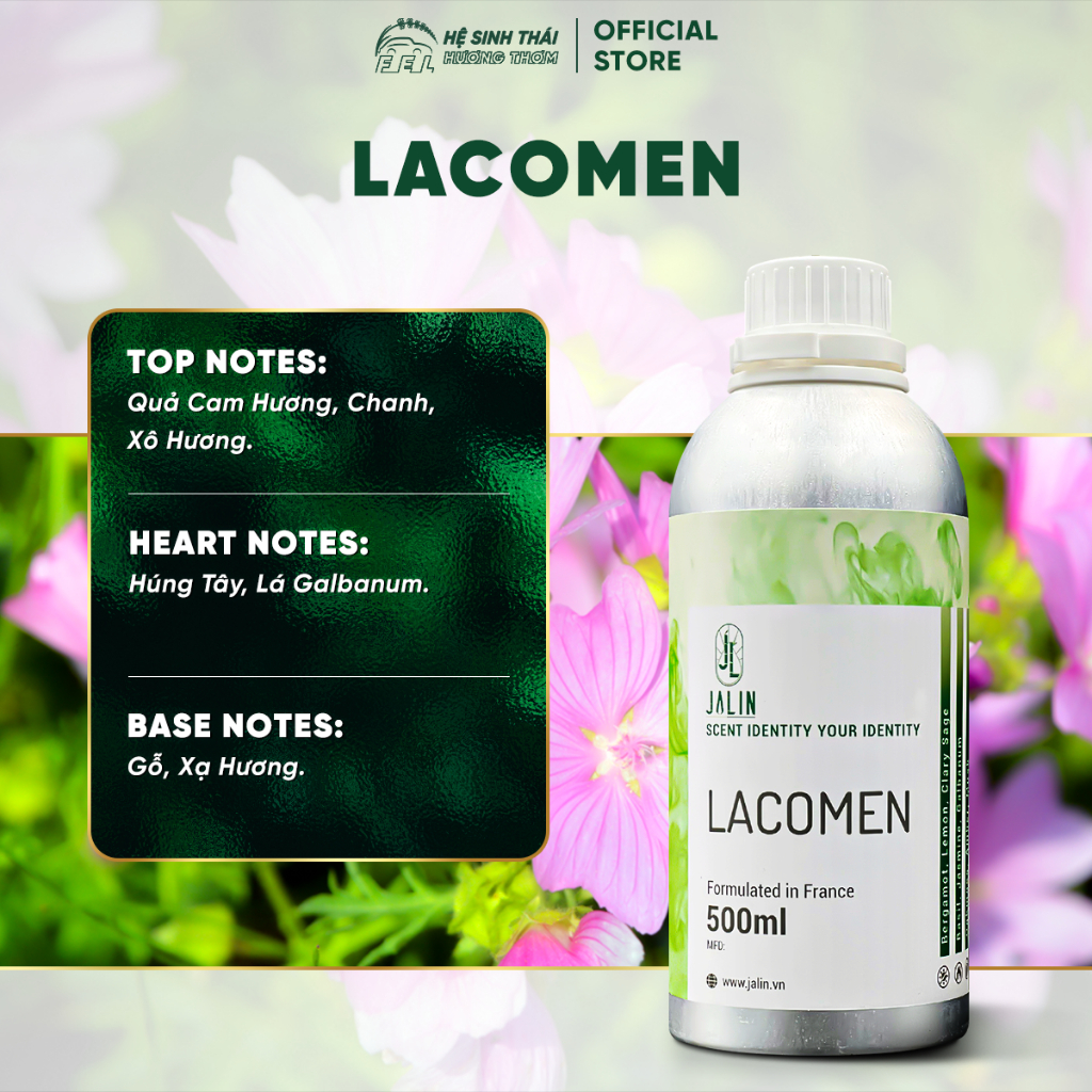 Tinh Dầu Nước Hoa Jalin Lacomen (Hương Cam Chanh & Xạ Hương) - 500ml