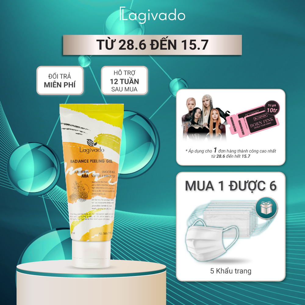 Tẩy tế bào chết da mặt Hàn Quốc Lagivado chiết xuất quả quýt đảo JeJu Tangerine Radiance Peeling 50 ml