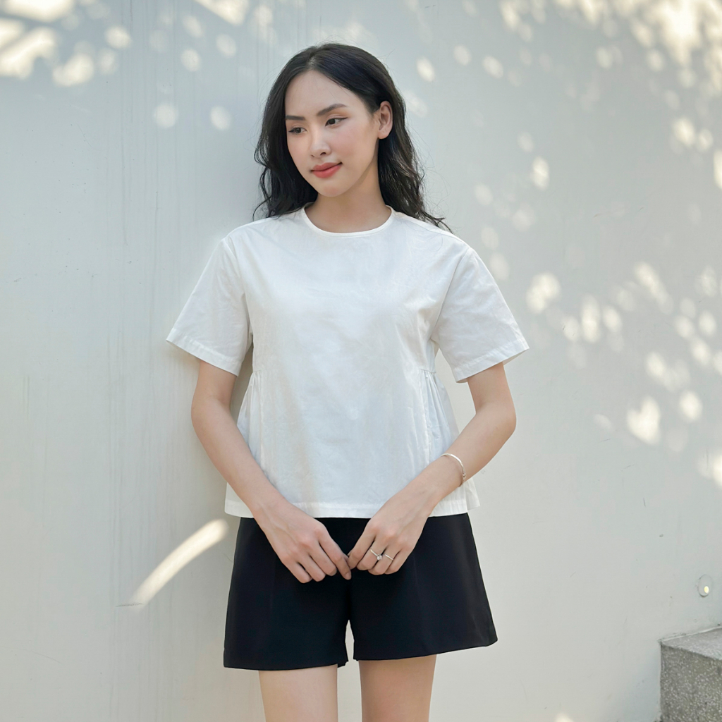 Áo kiểu nữ hàn quốc Cardigan thiết kế ngắn tay cổ tròn nhún eo AO008