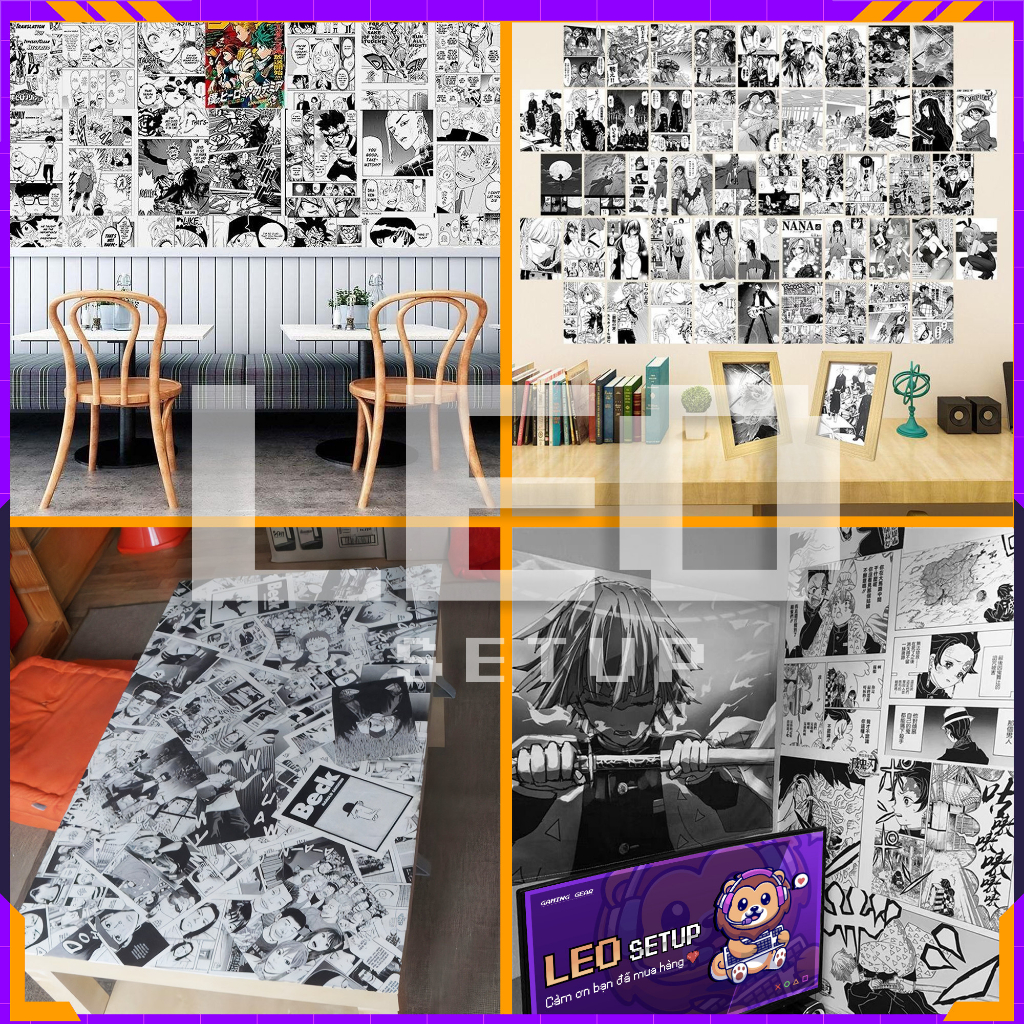Giấy Dán Tường Manga Anime  có sẵn keo - size A6 by Leo Setup