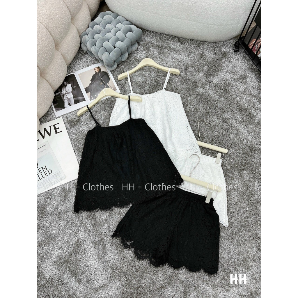 Set ren tầng babydoll phối quần short sexy