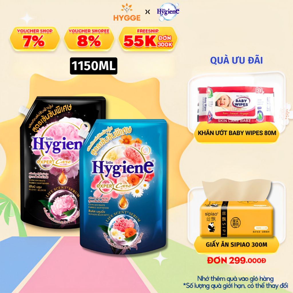 Nước Xả Vải Hygiene Thái Lan Giặt Xả Quần Áo Life Serum Expert Care 1150ml