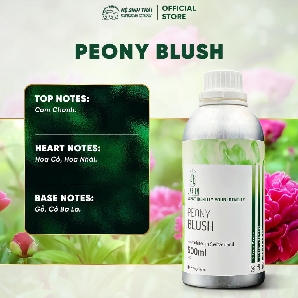 Tinh Dầu Nước Hoa Jalin Peony Blush (Hương Hoa Cỏ & Gỗ) - 500ml