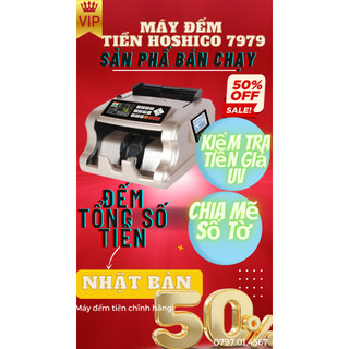 Máy đếm tiền nhật bản thông minh tổng ra số tiền kiểm giả uv hoshico 7979 - chính hãng bảo hành 24 tháng