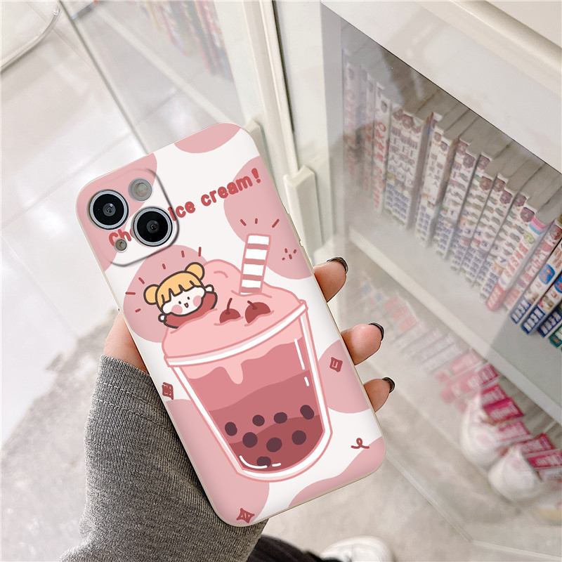 Ốp lưng iphone hình ly trà sữa kem dâu L21 ốp dẻo, bảo vệ camera, chống sốc 7/8plus/x/xs/xsmax/11/12