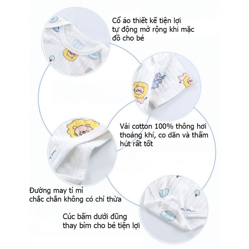 Body chip bé gái bé trai, Bộ bodysuit cộc tay mùa hè cho bé sơ sinh tới 12 tháng hàng Quảng Châu cao cấp
