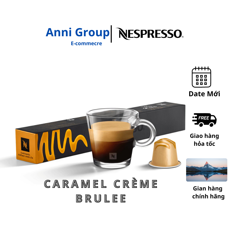 HCM - Nespresso Coffee Capsule CARAMEL CREME BRULEE New Date 2023 Round & Smooth Vanilla Flavoured (10 pills/ box)