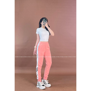 Áo crop trơn , quần jogger chữ dọc anling [hình thật shop chụp] Eothon60