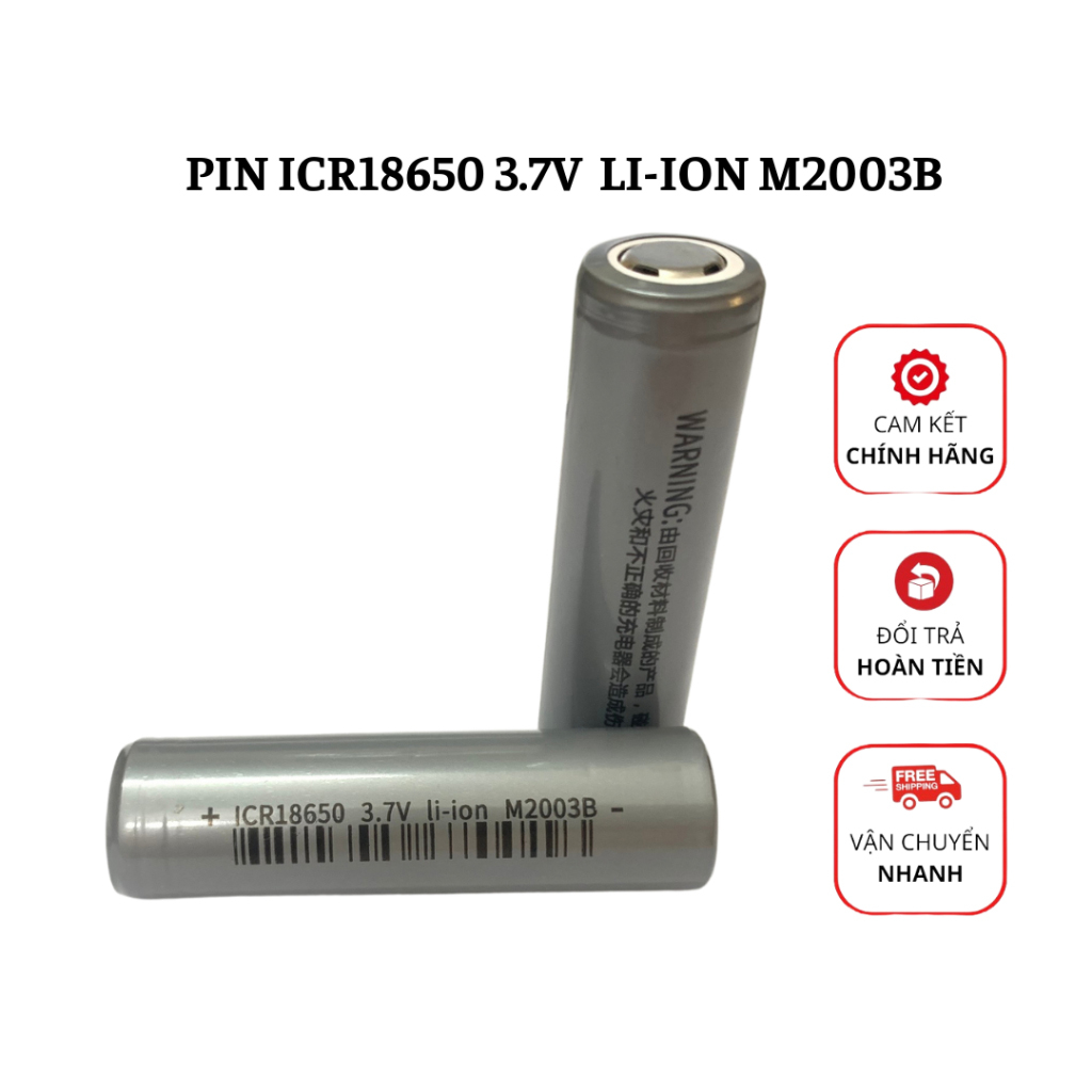 Cell pin 18650 WARNING ICR18650 3.7V LI-ION M2003B - Chuyên dùng cho đèn pin, quạt cầm tay