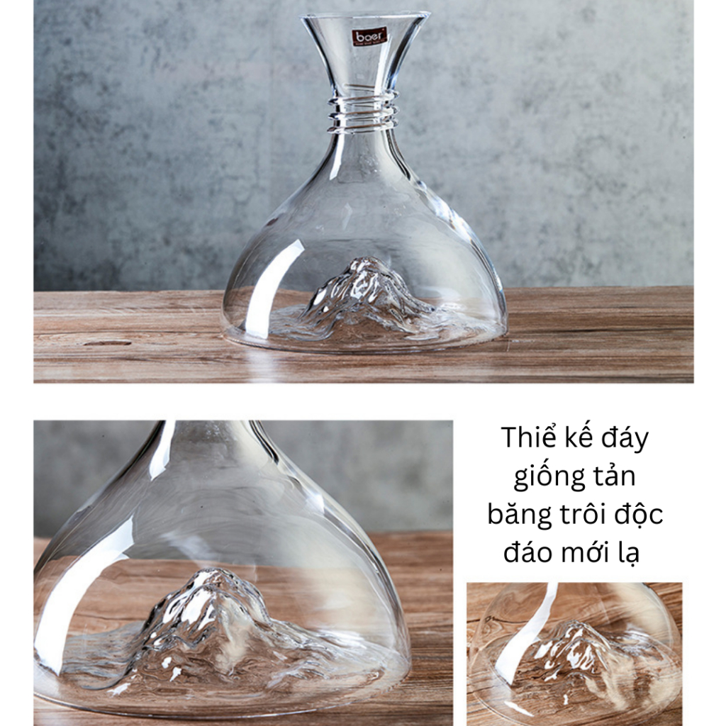 Bình Đựng Rượu, Bình Thở Rượu Vang, Decanter Thủy Tinh GDS Cổ Trơn Không Nắp Quà Tặng Cao Cấp