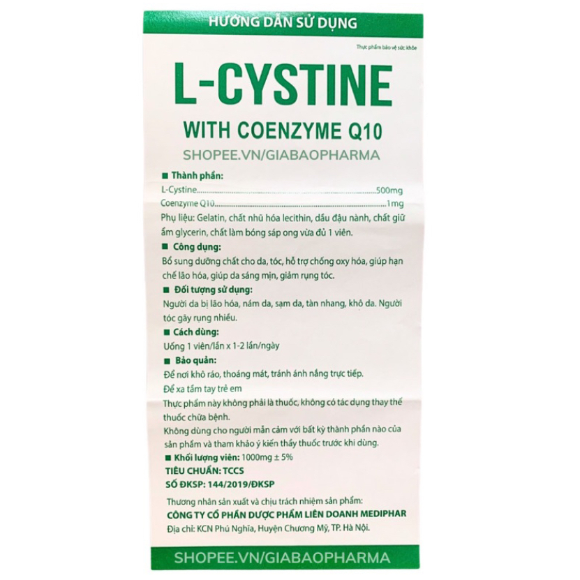 Viên uống tổng hợp làm đẹp da tóc móng L-cystine hộp 60 viên