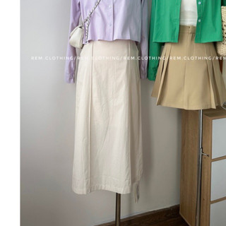 Váy midi trắng kem form suông 2 lớp Rem.clothing