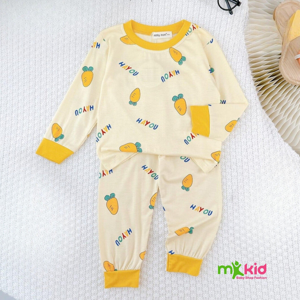 Bộ Thu Đông Cho Bé 💖 Bộ Minky Mom Dài Tay Cho Bé Trai Bé Gái 💖 Chất Thun Lạnh Cao Cấp Co Giãn Thấm Hút Mồ Hôi Tốt