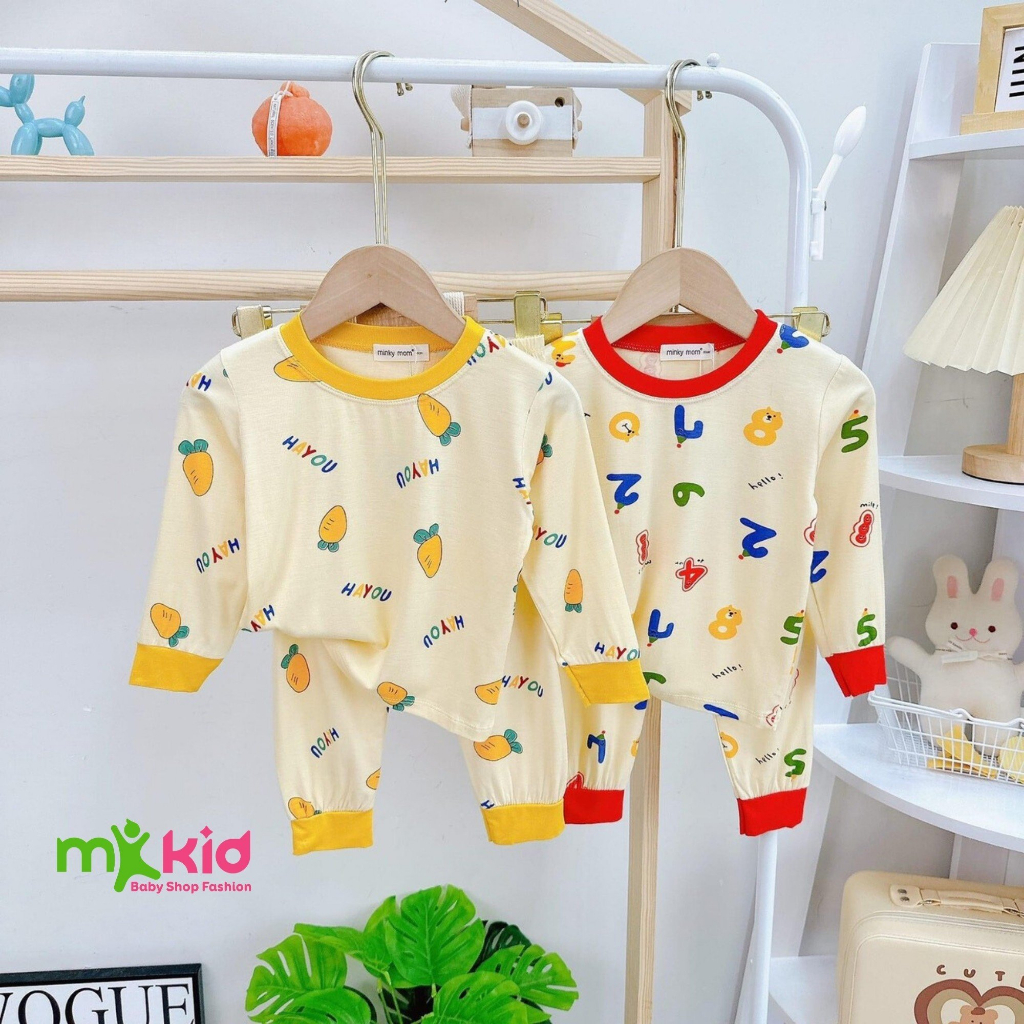 Bộ Thu Đông Cho Bé 💖 Bộ Minky Mom Dài Tay Cho Bé Trai Bé Gái 💖 Chất Thun Lạnh Cao Cấp Co Giãn Thấm Hút Mồ Hôi Tốt