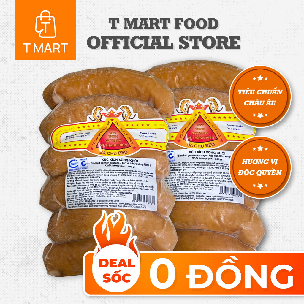 Xúc xích Đức xông khói (500g) - T Mart Food