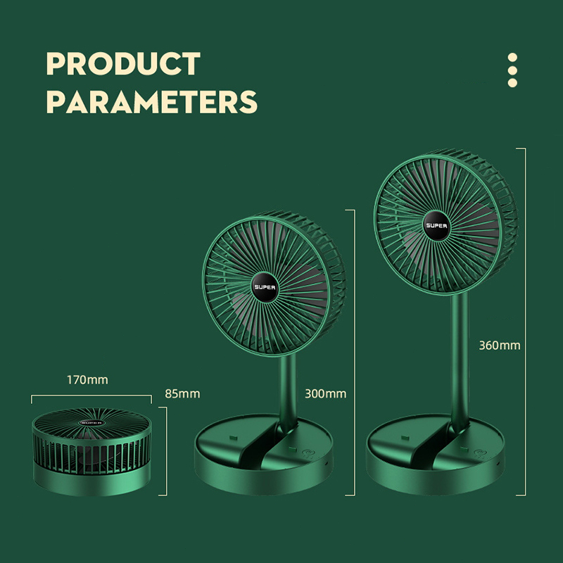 Quạt Tích Điện Gấp Gọn - Quạt Quạt Để Bàn Mini Gấp Tròn Siêu Gọn, Xoay 180 Độ, 3 Tốc Độ Gió, Cổng Sạc USB tiện dụng