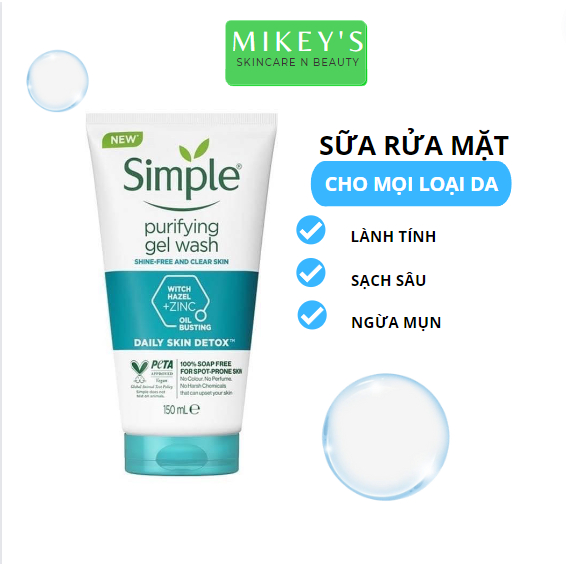 Sữa Rửa Mặt Kiềm Dầu Hỗ Trợ Ngừa Mụn Simple Purifying Gel Wash 150ml | BigBuy360 - bigbuy360.vn