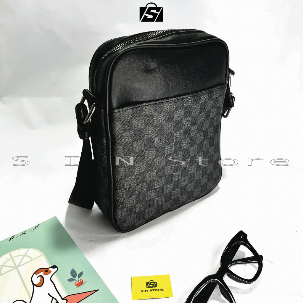 Túi Đeo Chéo, Túi Messenger Phong Cách Hàn Quốc, Phối Caro tinh tế, Nhiều Ngăn, máy tính bảng 10inch.