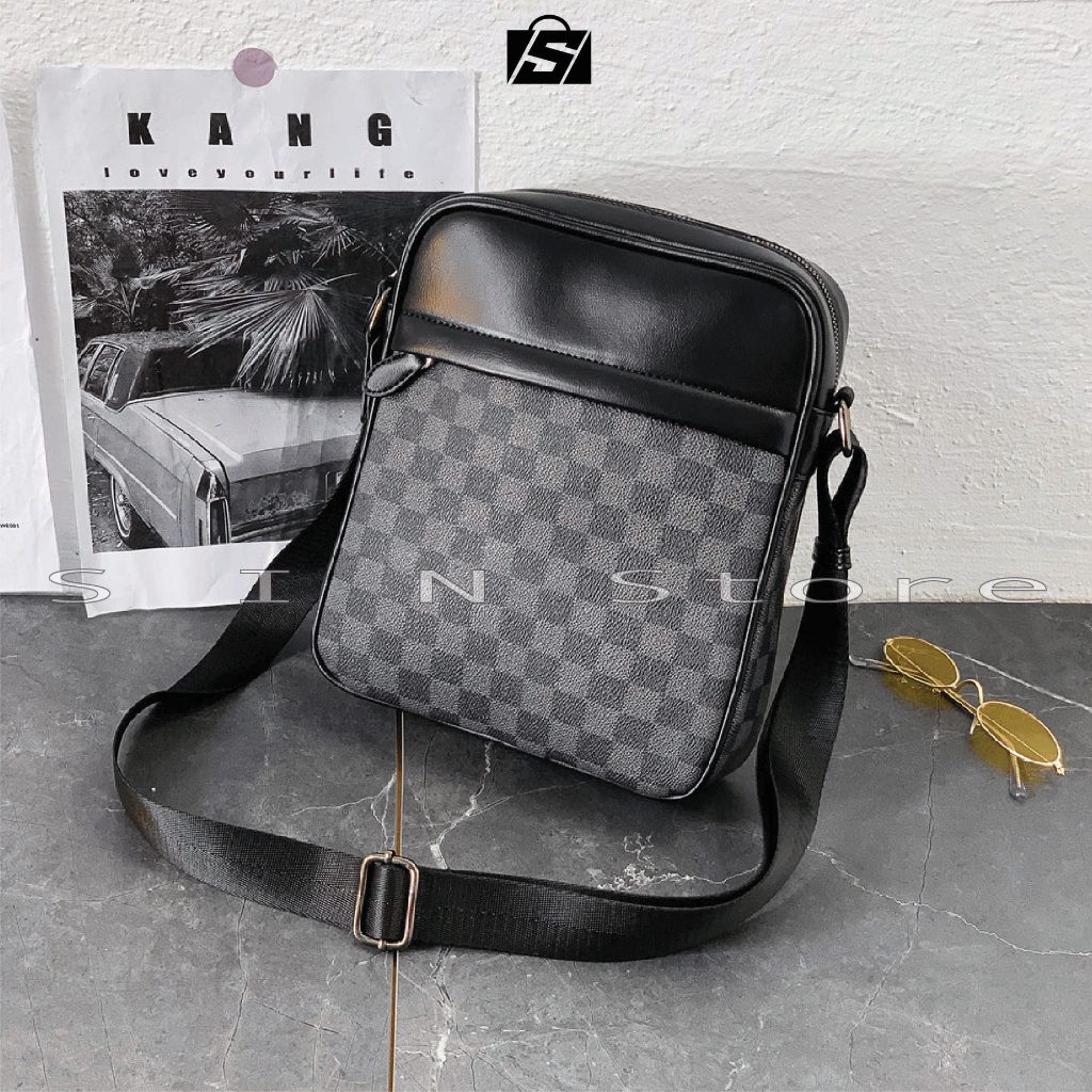 Túi Đeo Chéo, Túi Messenger Phong Cách Hàn Quốc, Phối Caro tinh tế, Nhiều Ngăn, máy tính bảng 10inch.