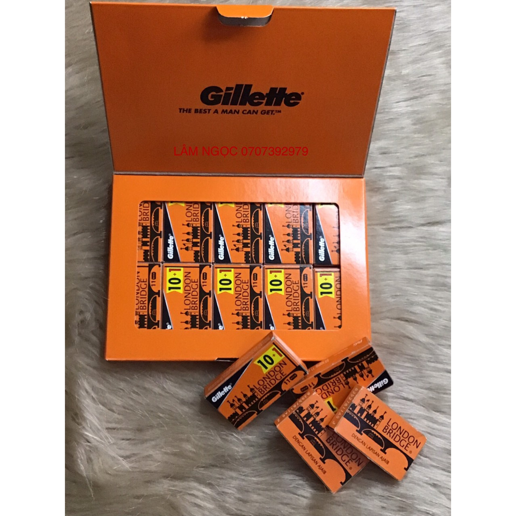 Dao lam Gillette cam london bridge hộp 100 lưỡi cạo mặt tóc nam nữ barber 💝💝 chuyên dụng😍😘