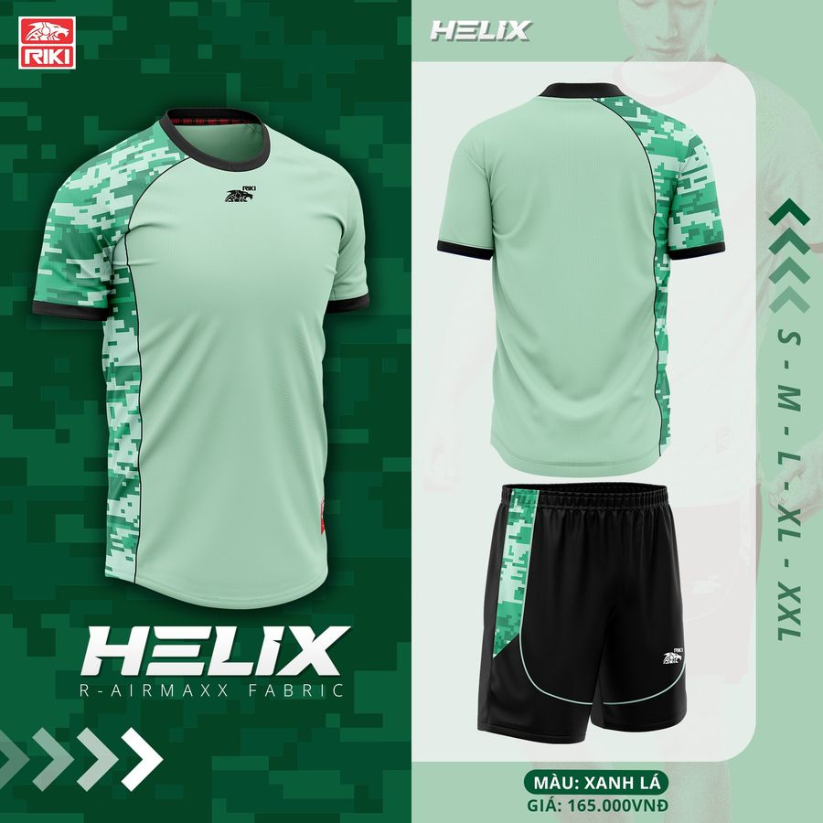 Bộ Quần Áo Bóng Đá Không Logo Riki HELIX Vải Cao Cấp Thoát Khí