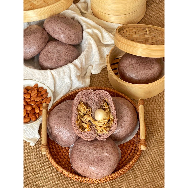 Bánh Bao Gạo Lứt Nhân Gà Nấm - For eatclean, DAS, Lowcarb & Tiểu đường