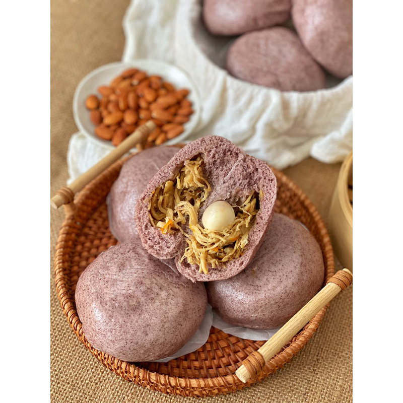 Bánh Bao Gạo Lứt Nhân Gà Nấm - For eatclean, DAS, Lowcarb & Tiểu đường