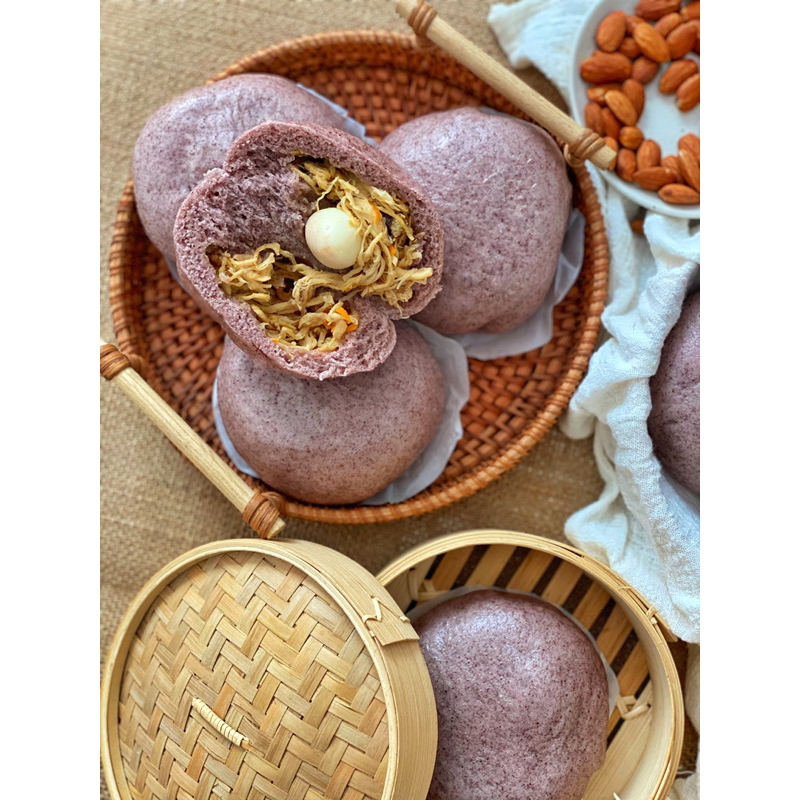 Bánh Bao Gạo Lứt Nhân Gà Nấm - For eatclean, DAS, Lowcarb & Tiểu đường