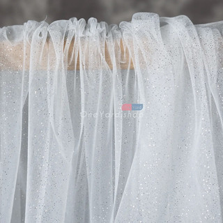 1m vải lưới kim tuyến màu trắng tinh chất cứng nhẹ