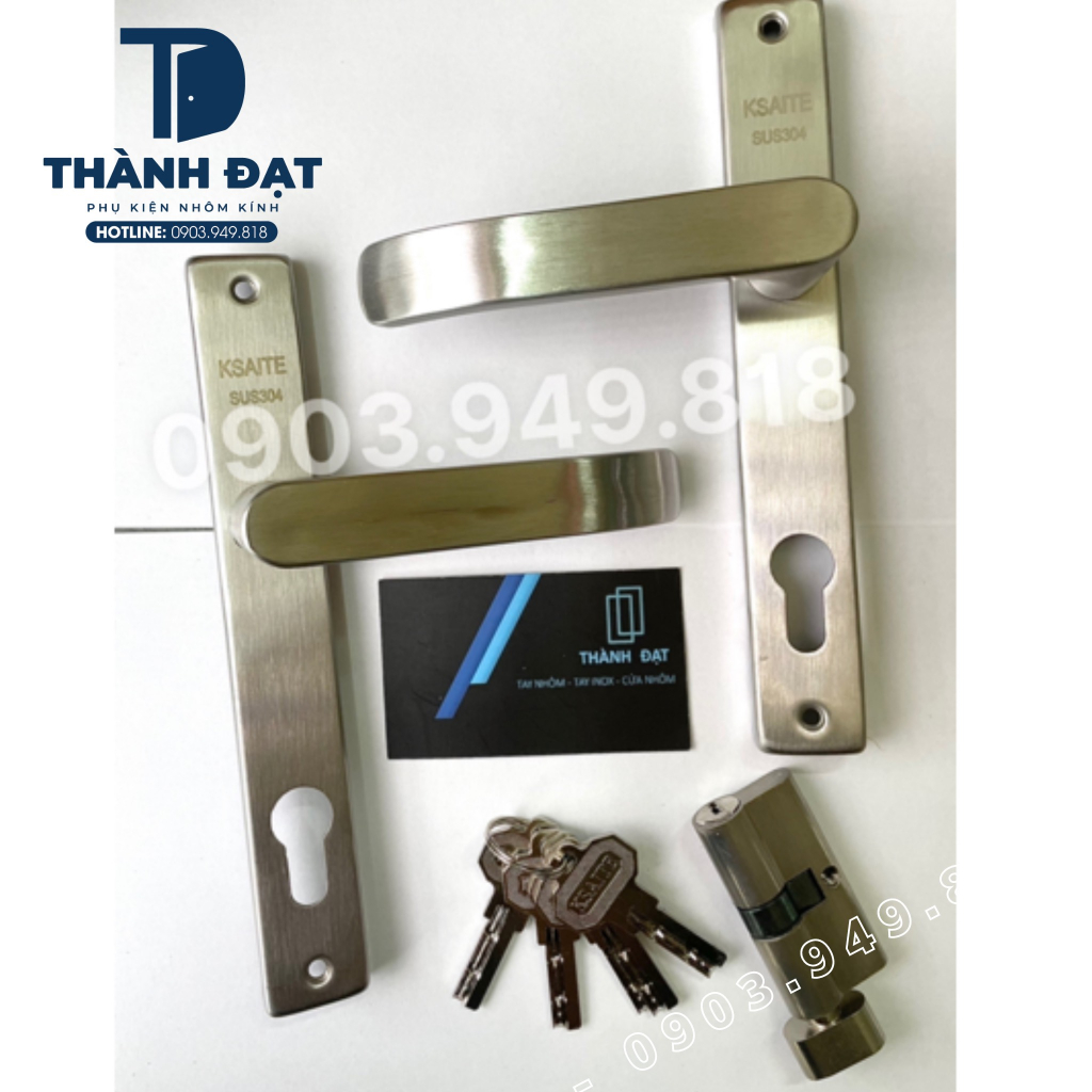 Khóa tay gạt cửa đi hệ 700 INOX 304 dùng cho cửa nhôm, sắt, gỗ (Khóa tay gạt hệ 700 thân 3cm Ksaite chính hãng)