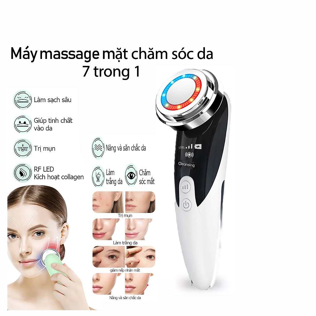 Máy Massage Mặt Cầm Tay Mini SULIFE - Máy Mát Xa Mặt Cầm Tay Ion Máy Tẩy Tế Bào Chết - Máy Mát Xa Điện Di Nâng Cơ Mặt