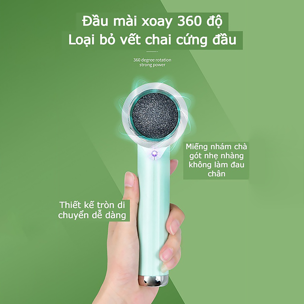 Máy Chà Gót Chân SULIFE - Máy Chà Gót Tẩy Da Chết Có Đèn Tia Cực Tím Khử Trùng - Kèm 2 Đầu Mài Tẩy Tế Tào Chết Gót Chân