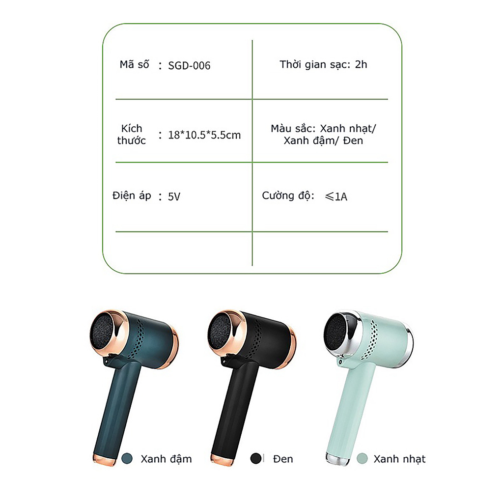 Máy Chà Gót Chân SULIFE - Máy Chà Gót Tẩy Da Chết Có Đèn Tia Cực Tím Khử Trùng - Kèm 2 Đầu Mài Tẩy Tế Tào Chết Gót Chân