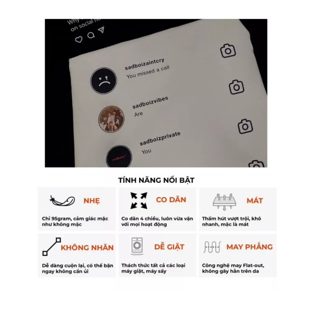 Áo thun tay lỡ unisex SADTAGRAM TEE - Áo phông F&amp;S nam nữ form rộng cho cặp đôi vải dày dặn, thoáng mát